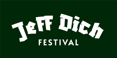 A logo for the "Jeff Dich Festival" with a green background. The lettering is strikingly and modernly designed.