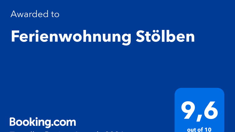 Eine Auszeichnung für die Ferienwohnung Stölben. Die Bewertung beträgt 9,6 von 10.