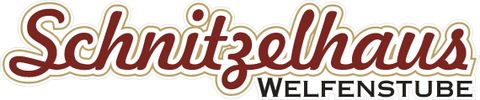 Ein stilvolles Logo für ein Restaurant namens "Schnitzelhaus Welfenstube". Es zeigt den Namen in geschwungener Schrift.