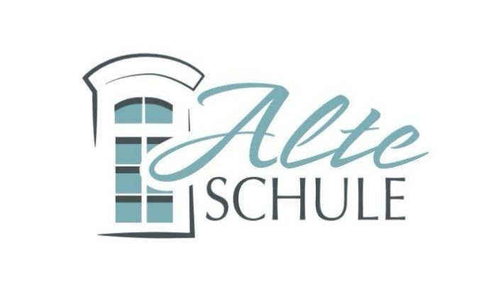 Ein modernes Logo mit der Aufschrift "Alte Schule". Es enthält eine stilisierte Fensterillustration und eine elegante Schriftart.