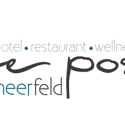 Das Logo des Hotels „die post“ in Meerfeld. Es umfasst die Bereiche Hotel, Restaurant und Wellness.