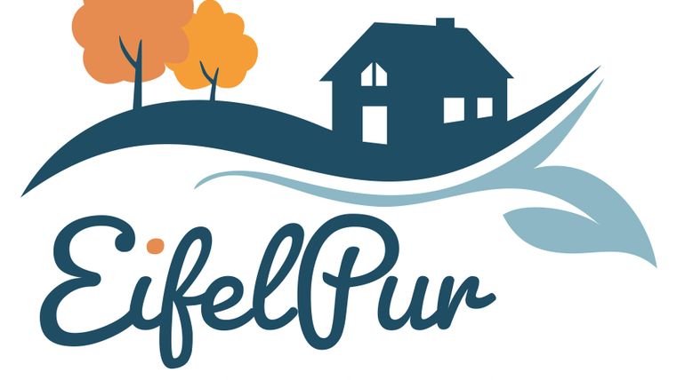 A stylized logo of "EifelPur" featuring a house and trees. It represents a wellness holiday apartment in the Eifel.